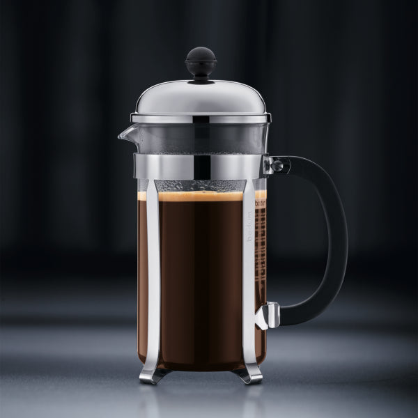 BODUM CHAMBORD COFFEE MAKER 3 CUP 0.35L/12OZ - GLASS, MIRROR FINISH S/S LID