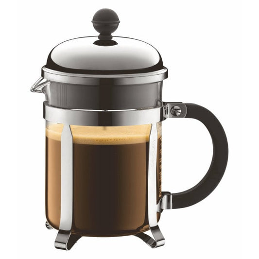 BODUM CHAMBORD COFFEE MAKER 4 CUP 0.5L/17OZ - GLASS, MIRROR FINISH S/S LID BODUM CHAMBORD COFFEE MAKER 4 CUP 0.5L/17OZ - GLASS, MIRROR FINISH S/S LID