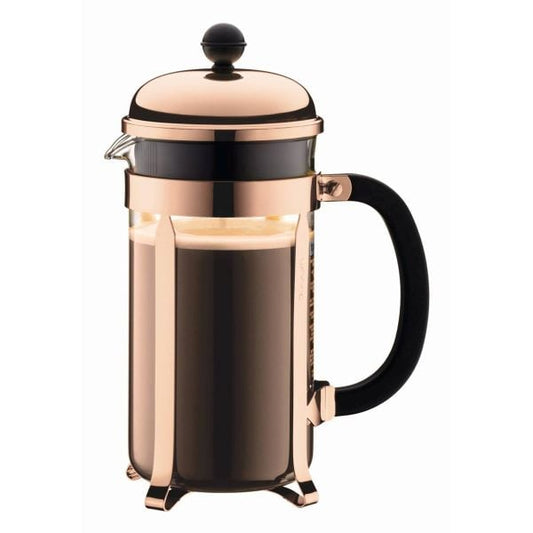 BODUM CHAMBORD COFFEE MAKER 8 CUP 1.0L/34OZ - GLASS, COPPER LID BODUM CHAMBORD COFFEE MAKER 8 CUP 1.0L/34OZ - GLASS, COPPER LID