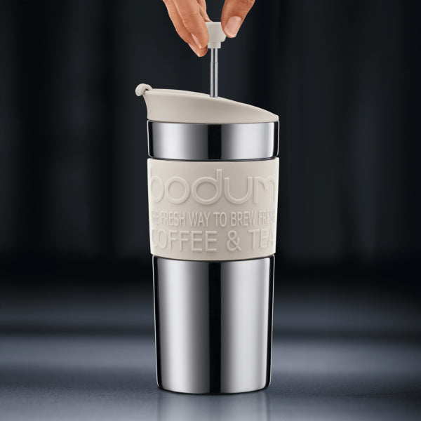 BODUM TRAVEL PRESS SET COFFEE MAKER, 0.35 L, 12 OZ - OFF WHITE