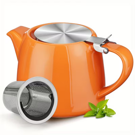 Ceramic Hospitality Stump Teapot 19oz/550ml with Stainless Steel Infuser and Lid