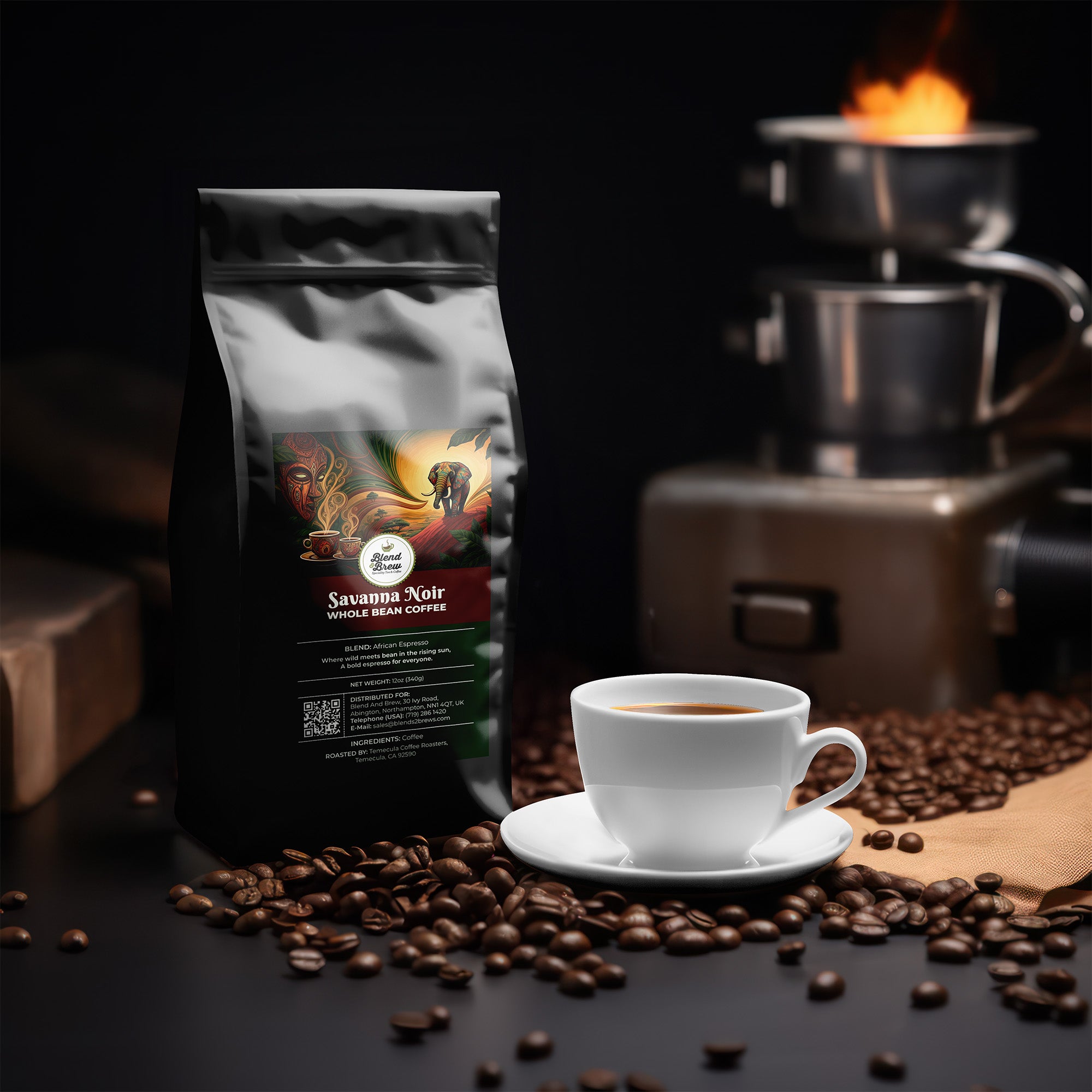 Savanna Noir – African Espresso Coffee, Ground – Whole Bean Coffee