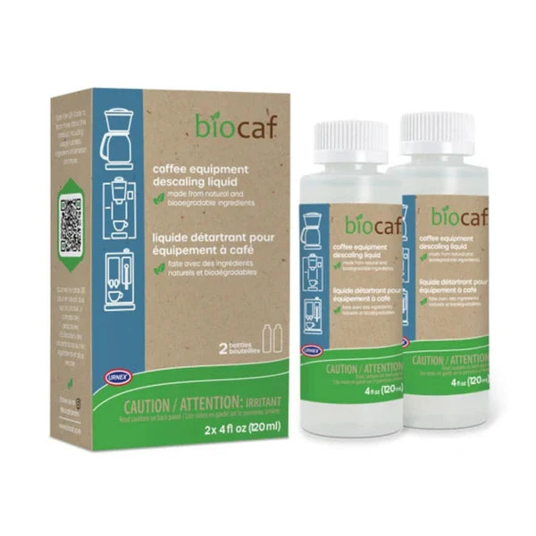Urnex Biocaf Coffee Equipment Descaling Liquid 2 x 120ml (URN2401) | Plant-Based Coffee Machine Descaler