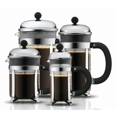 BODUM CHAMBORD COFFEE MAKER 4 CUP 0.5L/17OZ - GLASS, MIRROR FINISH S/S LID