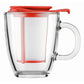 BODUM YO-YO SET MUG AND TEA STRAINER, 0.35 L, 12 OZ - RED