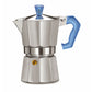 PEZZETTI ITALEXPRESS ALUMINIUM MOKA POT - 3 CUP TEAL BLUE POLYCARBONATE HANDLE