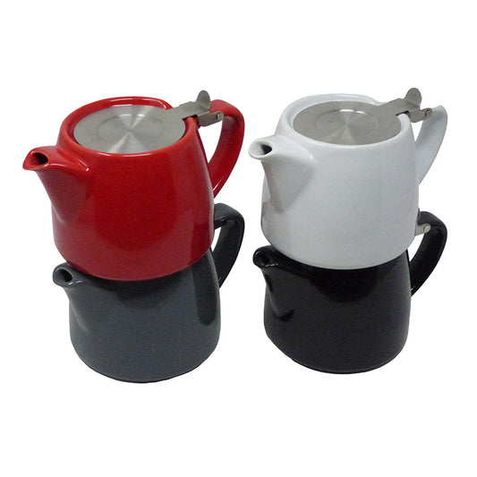 Ceramic Stump Teapot 18oz/530ml with Stainless Steel Infuser and Lid.