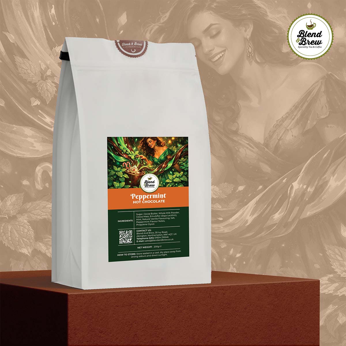 Peppermint – Hot Chocolate – Mint Flavoured Drinking Chocolate – 200g to 1KG