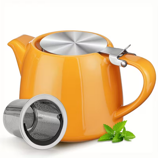 Ceramic Hospitality Stump Teapot 19oz/550ml with Stainless Steel Infuser and Lid